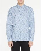 Chemise Slim Fit à fleurs bleu clair