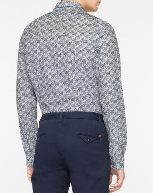 Chemise Slim Fit imprimé palmier blanc/bleu