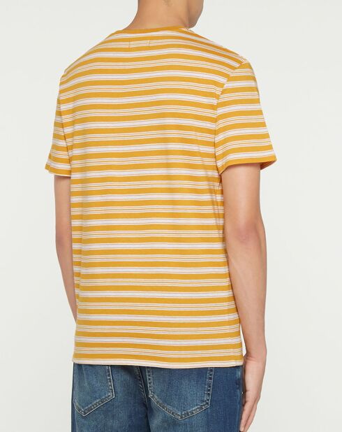 T-shirt a righe in cotone biologico al 100% con strisce gialle