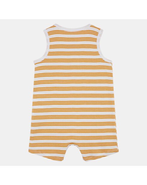 Combinaison Saria en Coton bio rayé blanc/orange