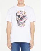T-Shirt 100% Coton Bio tête de mort blanc