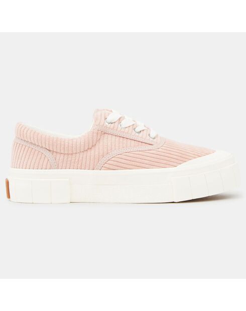 Baskets en Coton Bio effet velours Courtney rose clair