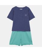 Ensemble T-Shirt et Short Ureka en Coton bleu marine/vert