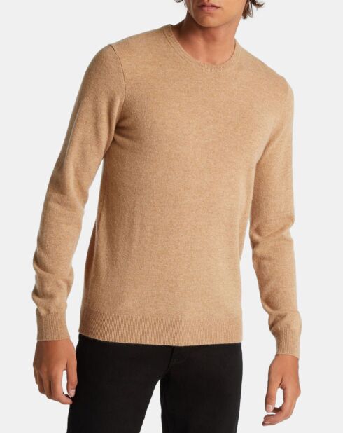 Pull 100% Cachemire Machron col rond beige