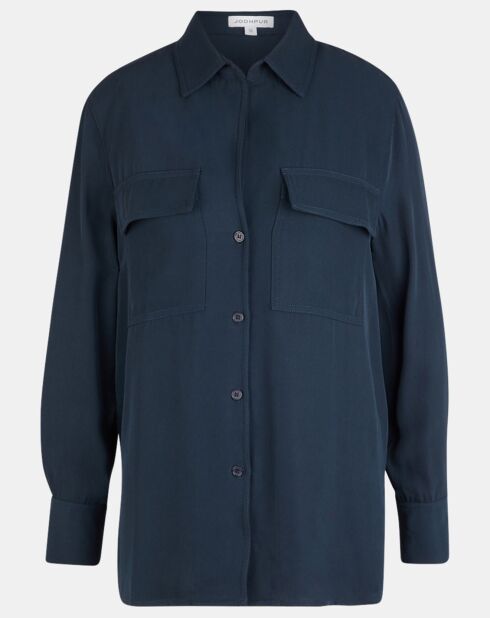 Chemise droite Croco bleu marine