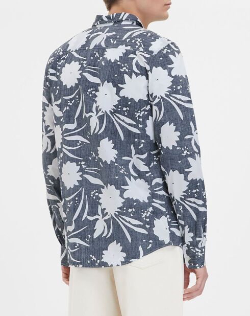 Kifloral gerades Hemd mit Blumenmuster, marineblau