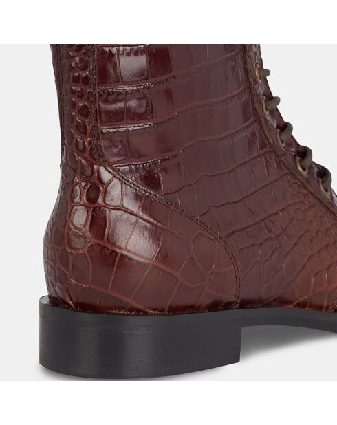 Bottines en Cuir croco marron