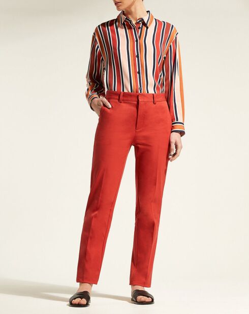 Pantalon Chino en Coton stretch Mistral brique
