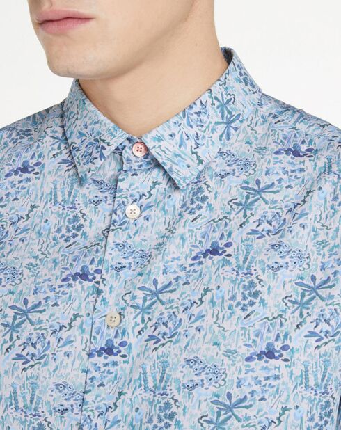 Chemise Slim Fit à fleurs bleu clair