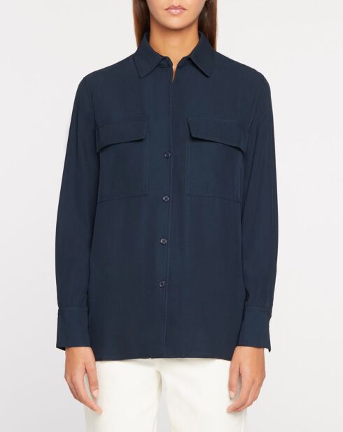 Chemise droite Croco bleu marine