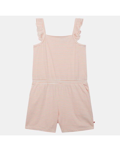 Combinaison short Valentine en Coton rayé blanc/rose