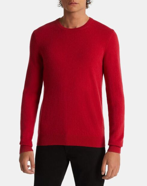 Pull 100% Cachemire Machron col rond rouge