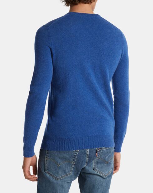 Pull 100% Cachemire Machve col V bleu