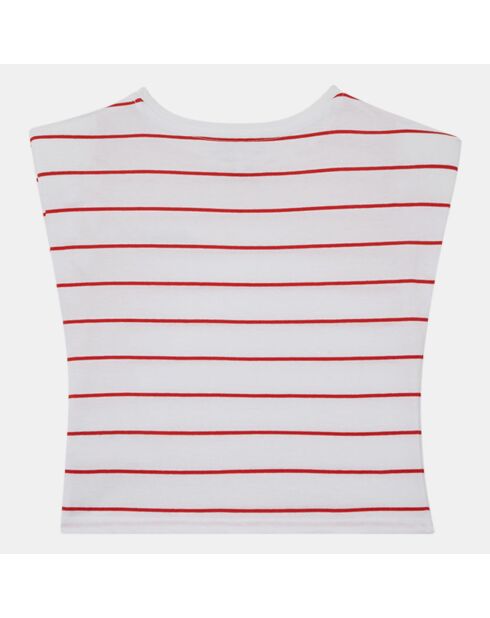 T-Shirt en Coton Mime à rayures blanc/rouge