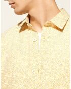 Chemise droite 100% Coton Bio  Kitropical imprimée jaune