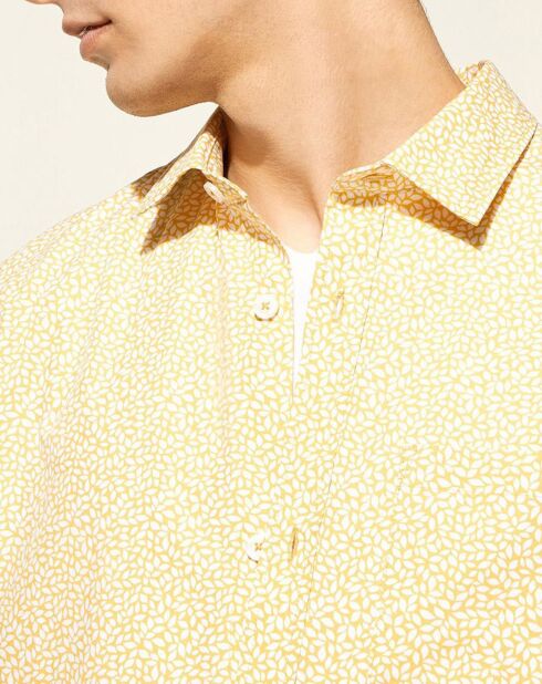 Chemise droite 100% Coton Bio  Kitropical imprimée jaune