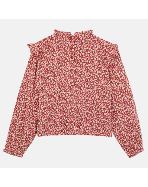 Blouse à volants Dim imprimé floral rouge