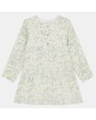 Robe évasée Selena en Gaze de Coton imprimé floral verte
