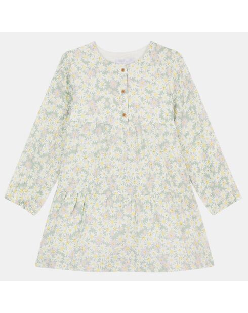 Robe évasée Selena en Gaze de Coton imprimé floral verte