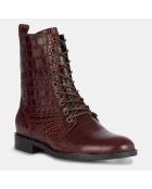 Bottines en Cuir croco marron