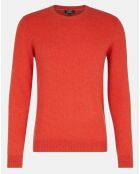 Pull 100% Cachemire Machron col rond orange