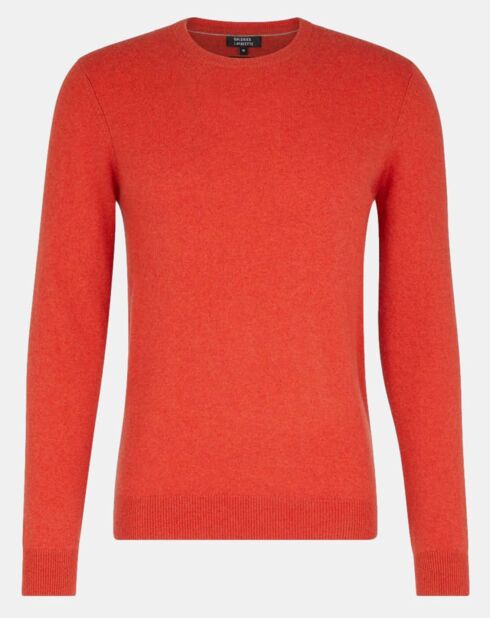 Pull 100% Cachemire Machron col rond orange