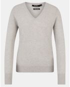 Pull 100% Cachemire Nocon col V gris clair