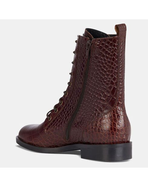 Bottines en Cuir croco marron
