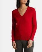 Pull 100% Cachemire Zocon col V rouge