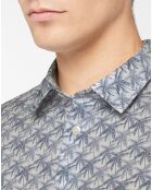 Chemise Slim Fit imprimé palmier blanc/bleu