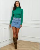 Pull en Cachemire mélangé col roulé Jade vert gazon