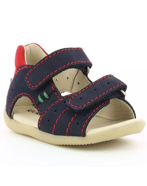 Marine/rode leren sandalen met boping