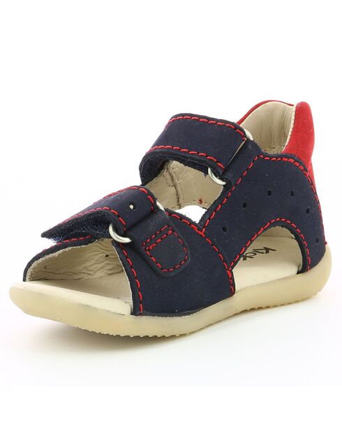 Marine/rode leren sandalen met boping