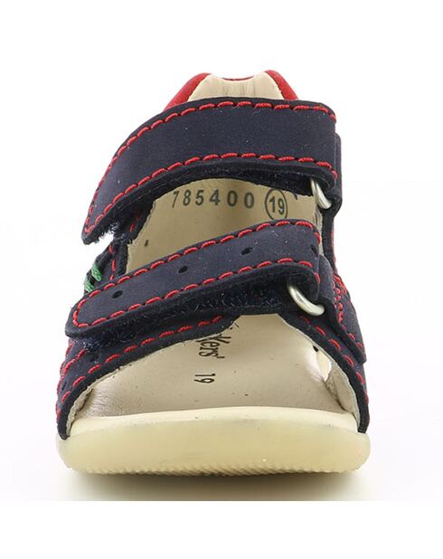 Marine/rode leren sandalen met boping