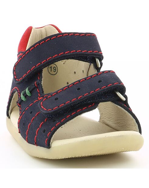 Marine/rode leren sandalen met boping