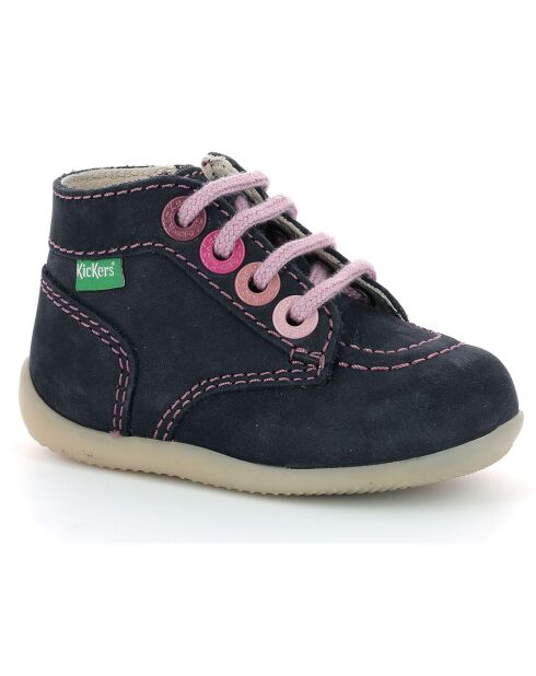 Bottillons en Cuir Bonzip-2 marine/rose
