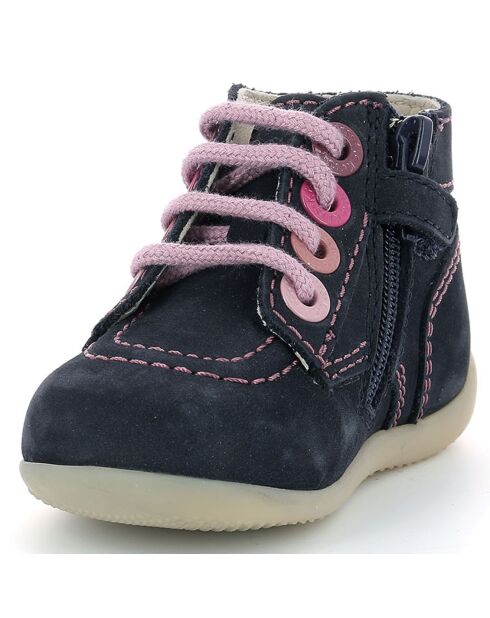 Bottillons en Cuir Bonzip-2 marine/rose