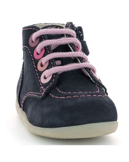 Bottillons en Cuir Bonzip-2 marine/rose