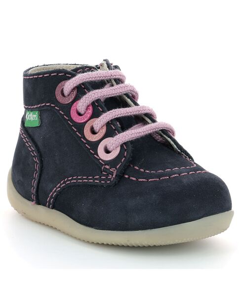 Bottillons en Cuir Bonzip-2 marine/rose