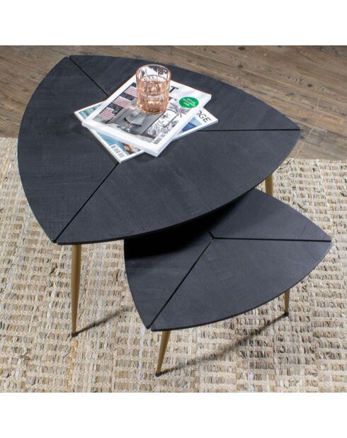 2 Tables basses en fibre de bois sakura noir/doré
