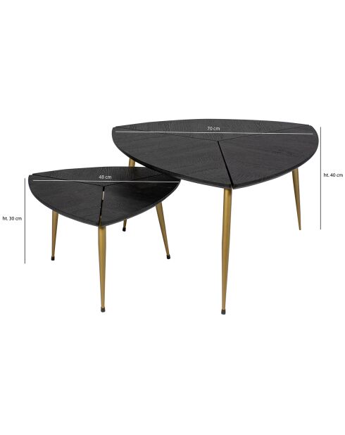 2 Tables basses en fibre de bois sakura noir/doré