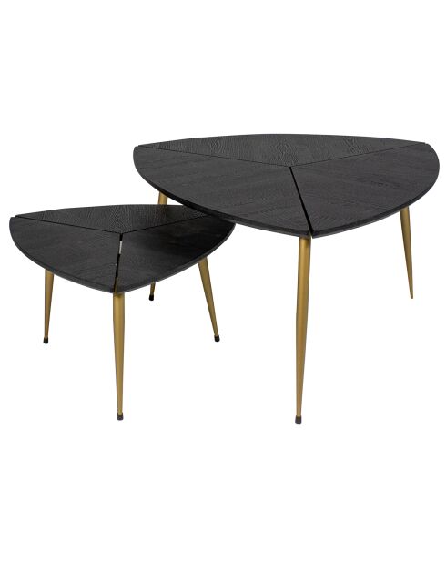2 Tables basses en fibre de bois sakura noir/doré