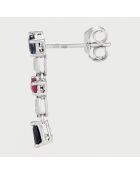 Queen of Stone oorbellen diamant 0,03 ct, saffier 0,68 kt en robijn 0,18 kt witgoud