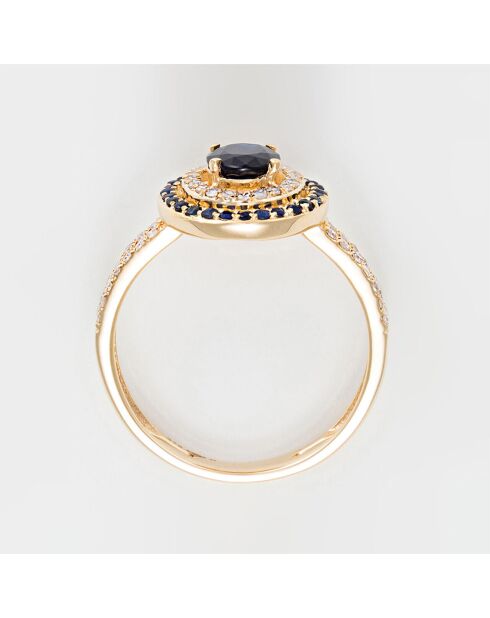 Bague Firenze Diamant 0.25 ct Saphir 0.17 & 1.08 ct or jaune