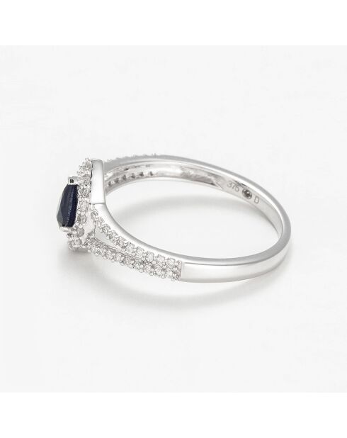 Historia ring in witgoud, diamanten 0,19 ct en saffier 0,22 ct