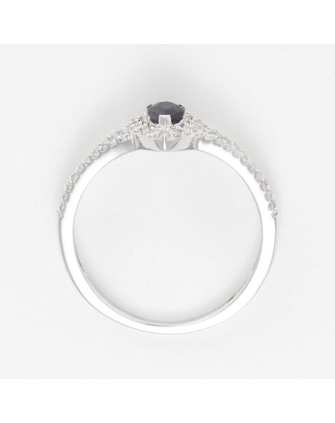 Historia ring in witgoud, diamanten 0,19 ct en saffier 0,22 ct