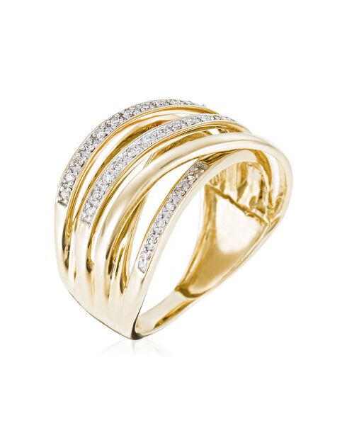 Bague Méli-mélo Scintillant Diamants 0.12 ct or jaune