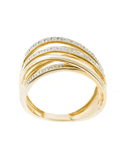 Bague Méli-mélo Scintillant Diamants 0.12 ct or jaune