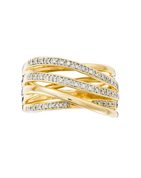 Bague Méli-mélo Scintillant Diamants 0.12 ct or jaune
