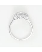 Paardebloemring in 1kt witgoud met diamanten